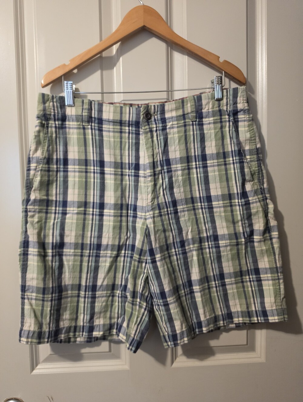 Arrow Blue, Green and White Plaid Cotton Shorts
